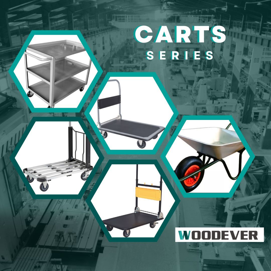 All types of platform carts, service carts, utility carts, and multi-shelves trainers in plastics, stainless steel, and aluminum material.